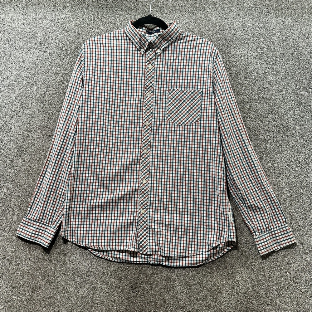 Ben Sherman Button‎ Up Shirt Men Large Long Sleeve Check Plaid Stretch Cotton